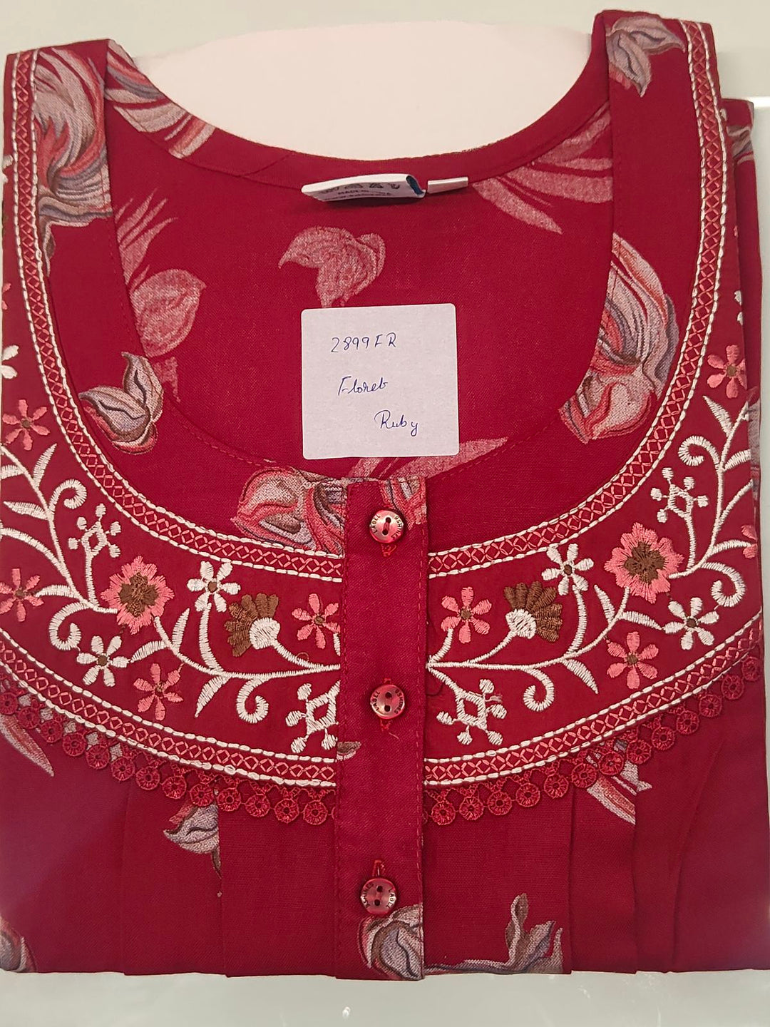 Floret Ruby Floral Pleated Designer Nighty for Women