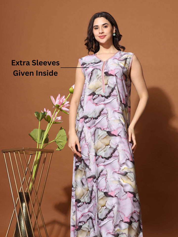 Luxury Lavender Rayon Sleeveless Nighties