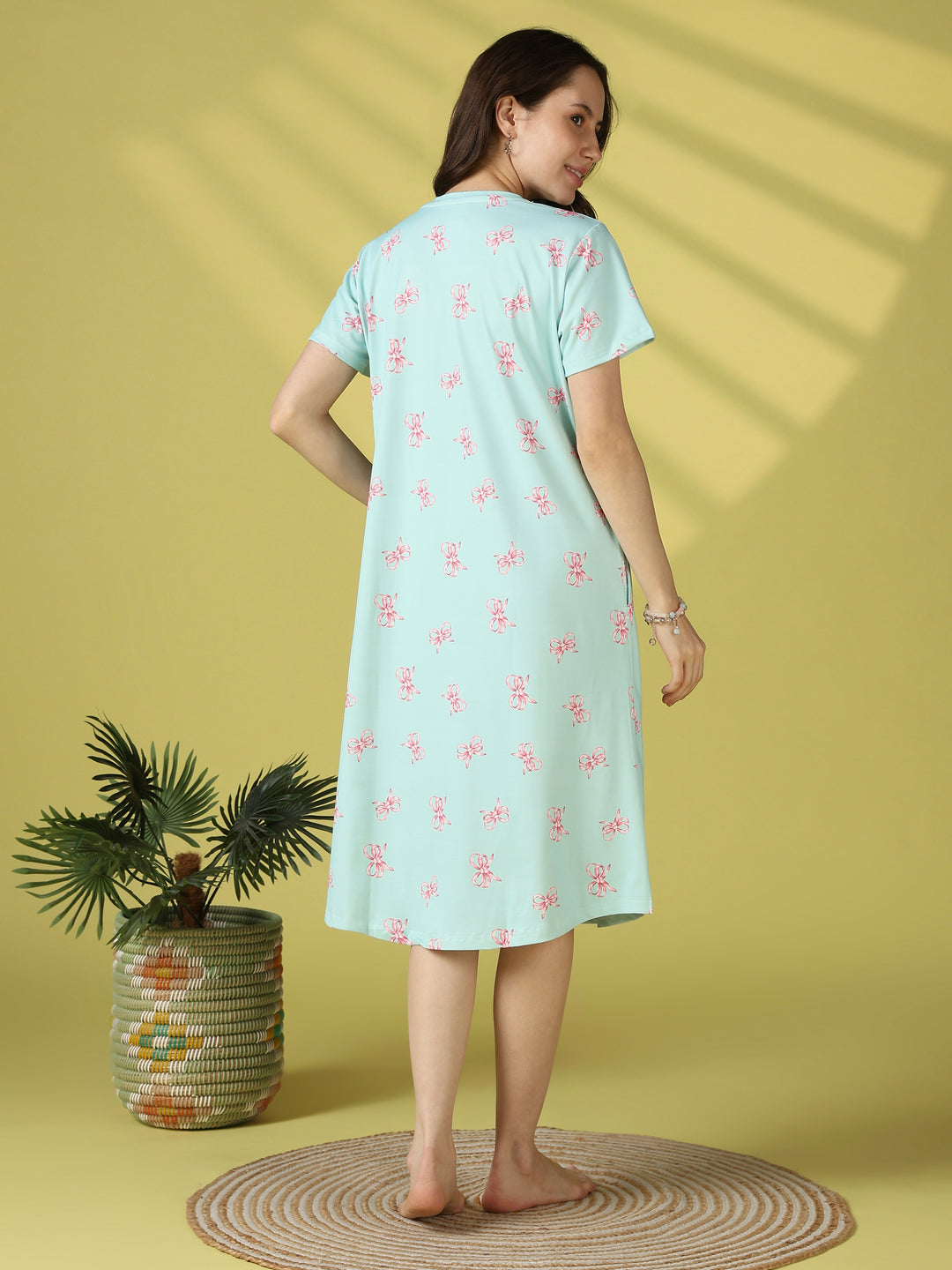 Tiffany Blue Bow Print Short Nighty