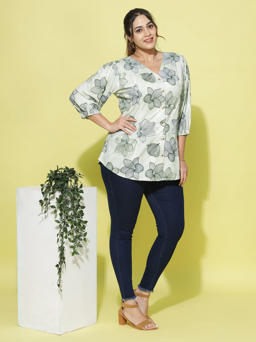  Casual Tops  V Neck Tops - Buy Trendy Mint Green Cotton Top Online- 9shines label 