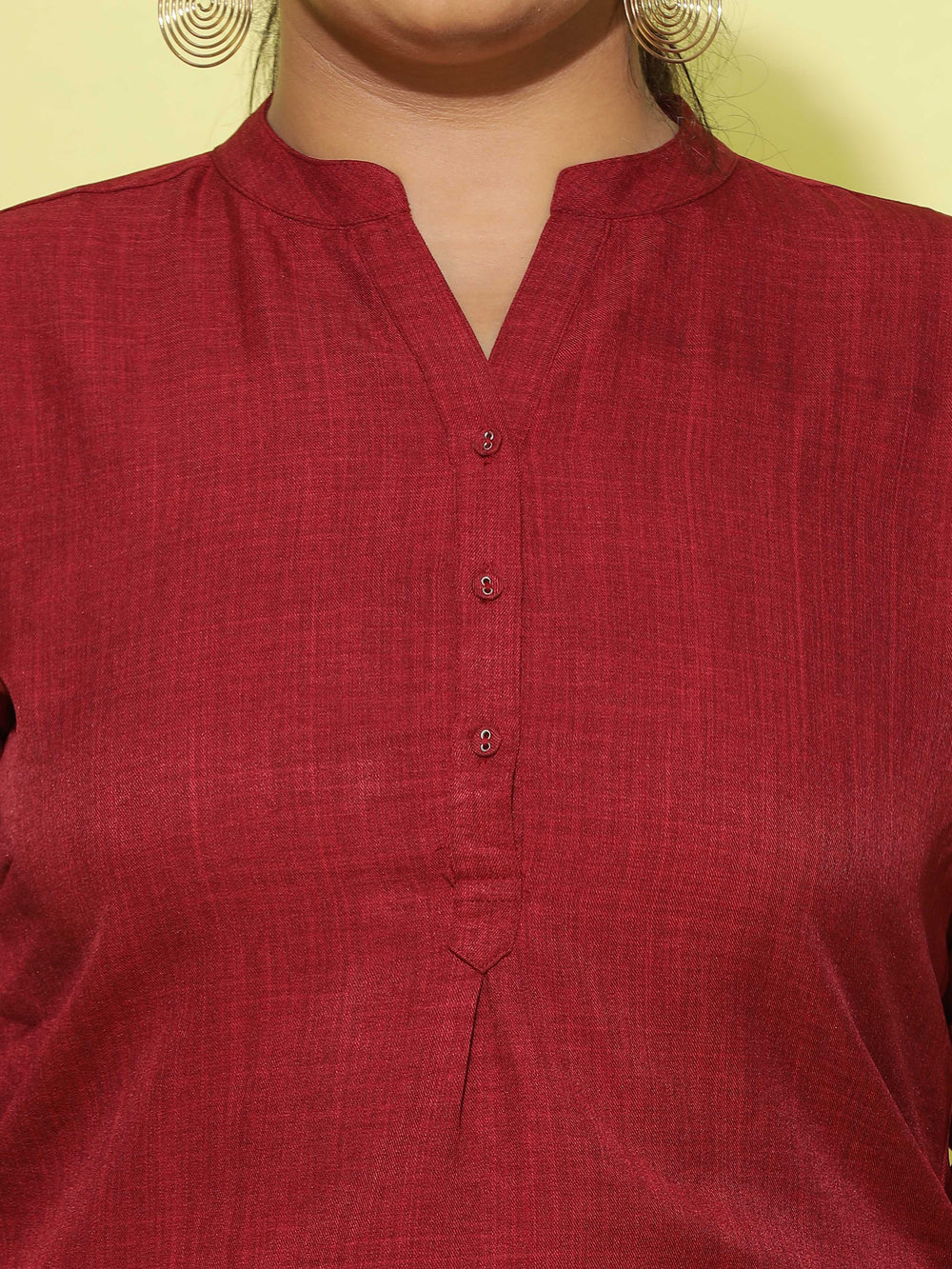  Casual Tops  Mandarin Collar Top - Shop Latest Dark Red Cotton Top Online- 9shines label 