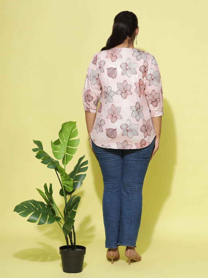  Casual Tops  V Shape Top - Shop Latest Peach Cotton Top Online In India- 9shines label 