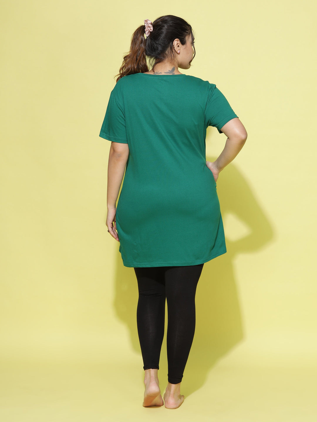  Plus Long T-shirt  Plus Size T Shirts For Womens India - Buy Green Cotton T Shirt- 9shines label 