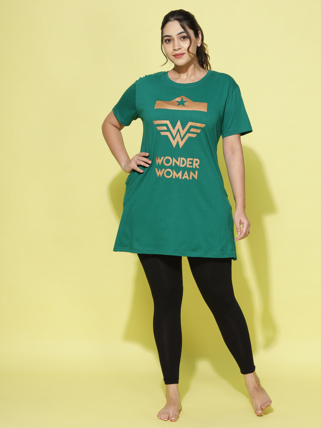  Plus Long T-shirt  Plus Size T Shirts For Womens India - Buy Green Cotton T Shirt- 9shines label 