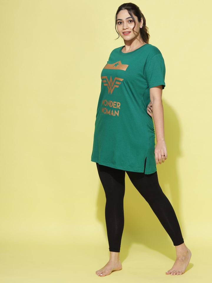  Plus Long T-shirt  Plus Size T Shirts For Womens India - Buy Green Cotton T Shirt- 9shines label 