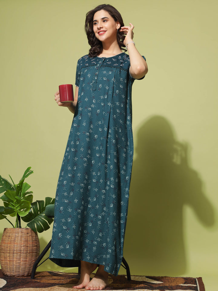  Maternity Long Nighty  Peak Performance: Maternity Nightgown for Feeding & Comfort- 9shines label 