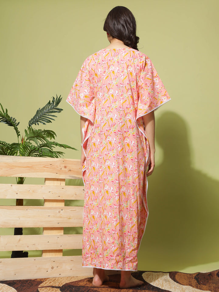 Chic Peach Maternity Kaftan Dress For Women