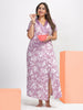 legant Purple Leaf Print House Coat in Soft Poly Viscose
