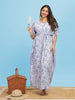 Lavender Poly Viscose Kaftan Nighty: Elegant and Tranquil Design