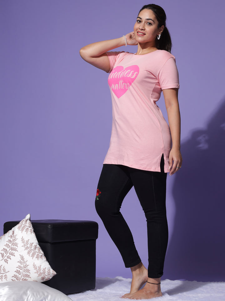  Plus Long T-shirt  Baby Pink Hosiery Cotton Tees: Comfort and Convenience W.PKT- 9shines label 