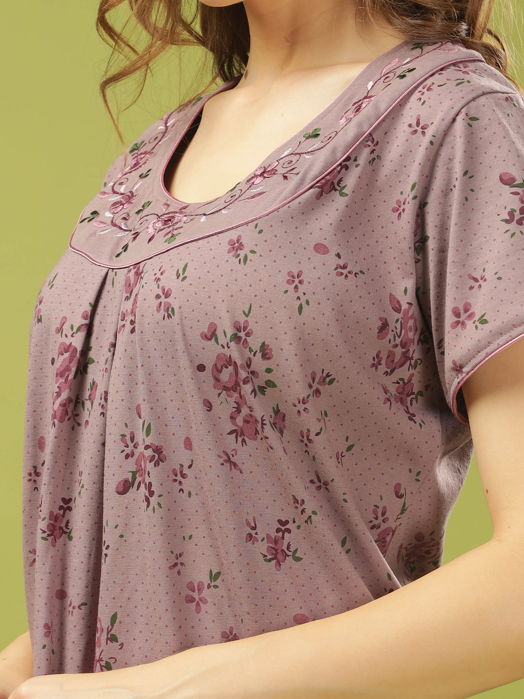 Purple cotton designer nighty