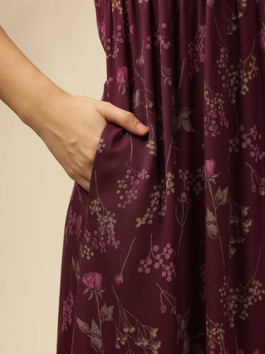 Purple Smoky Floral Alpine Maxi Nighty for Women