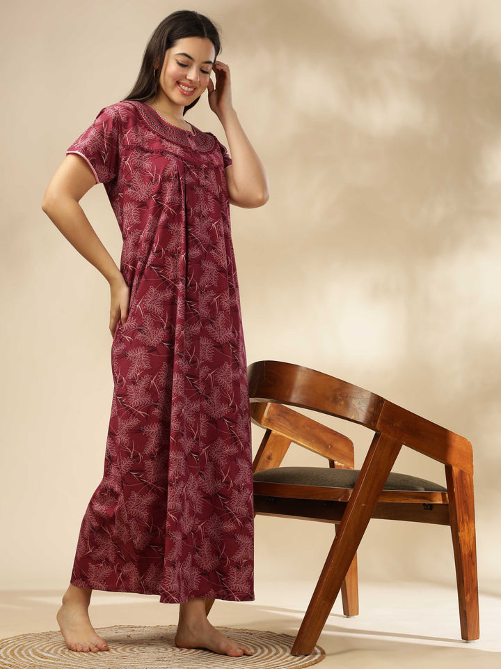 Stylish Pink Designer Nighty | Comfortable & Elegant Sleepwear