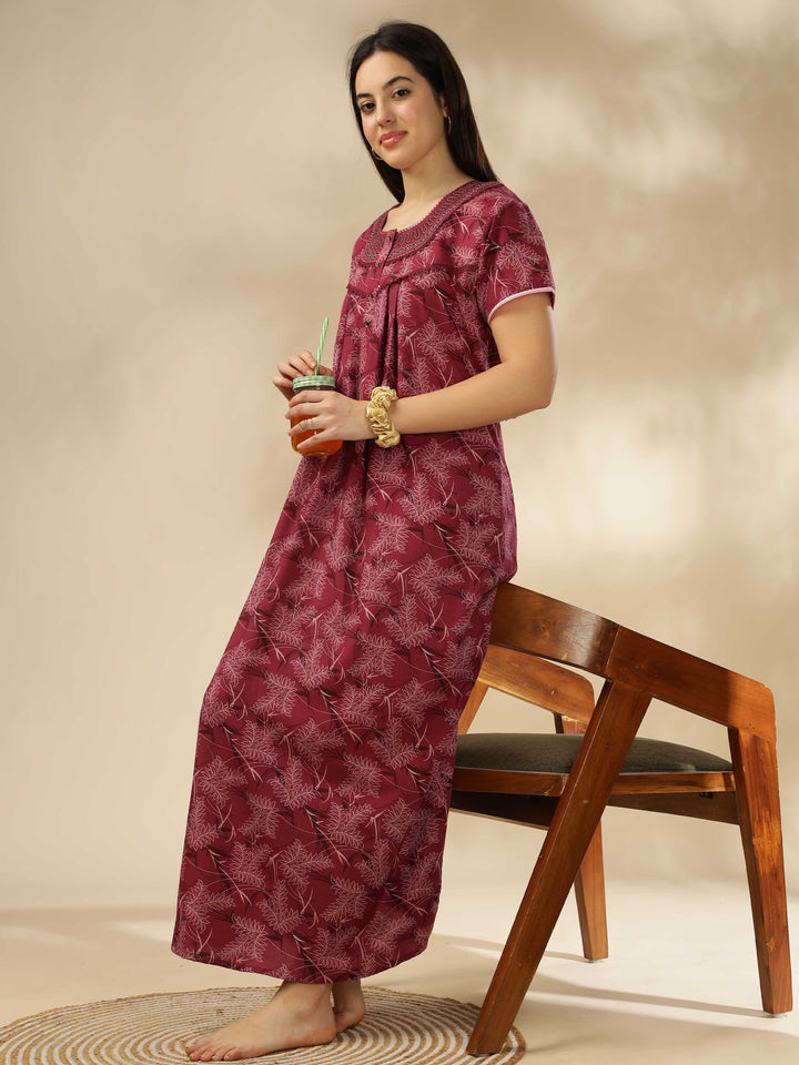 Stylish Pink Designer Nighty | Comfortable & Elegant Sleepwear