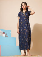 Viscose Blend Floral Housecoat for Women Comfortable Front Open Nightwear