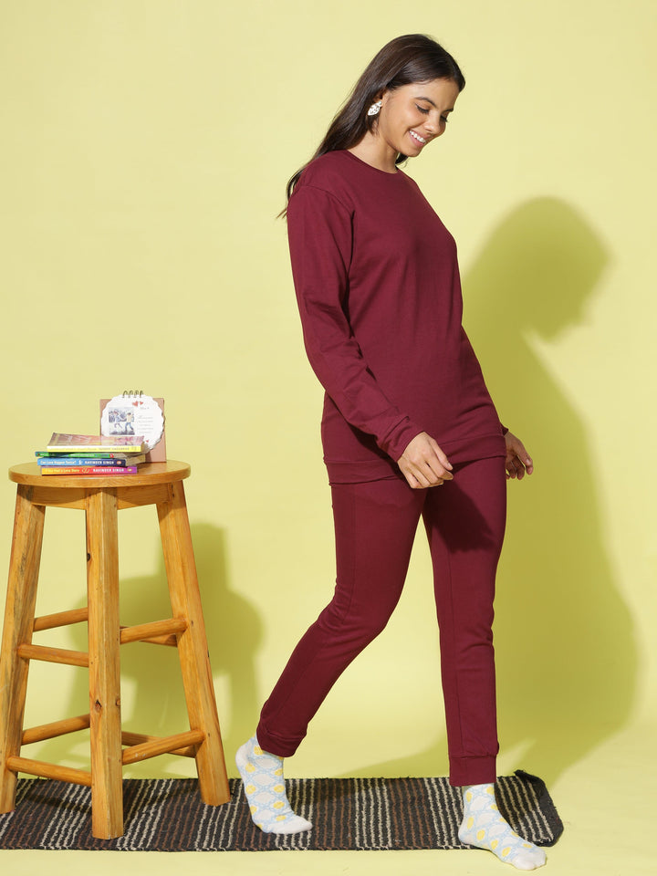  Jogger set  Best Price in Online Maroon Hosiery Cotton Track Suit- 9shines label 