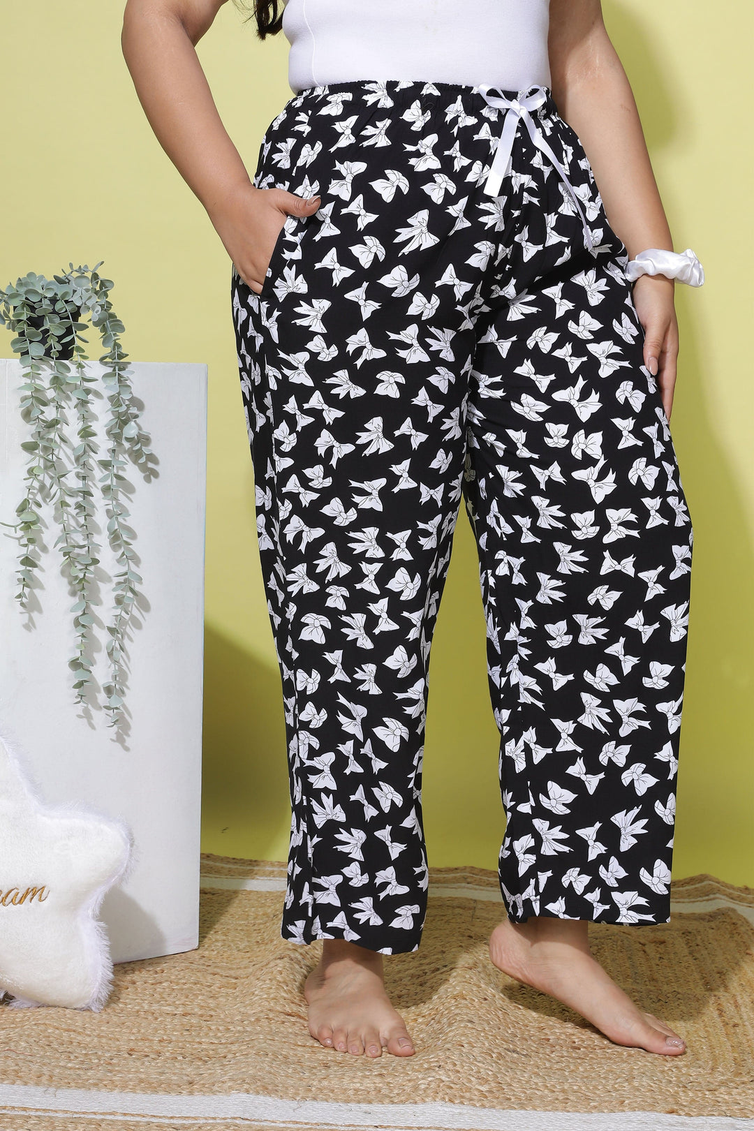  Bottom Wear  Xxl Palazzo Pants - Shop Latest Ribbon Black Palazzo Pants- 9shines label 