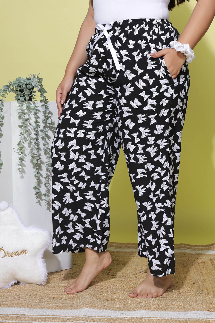  Bottom Wear  Xxl Palazzo Pants - Shop Latest Ribbon Black Palazzo Pants- 9shines label 