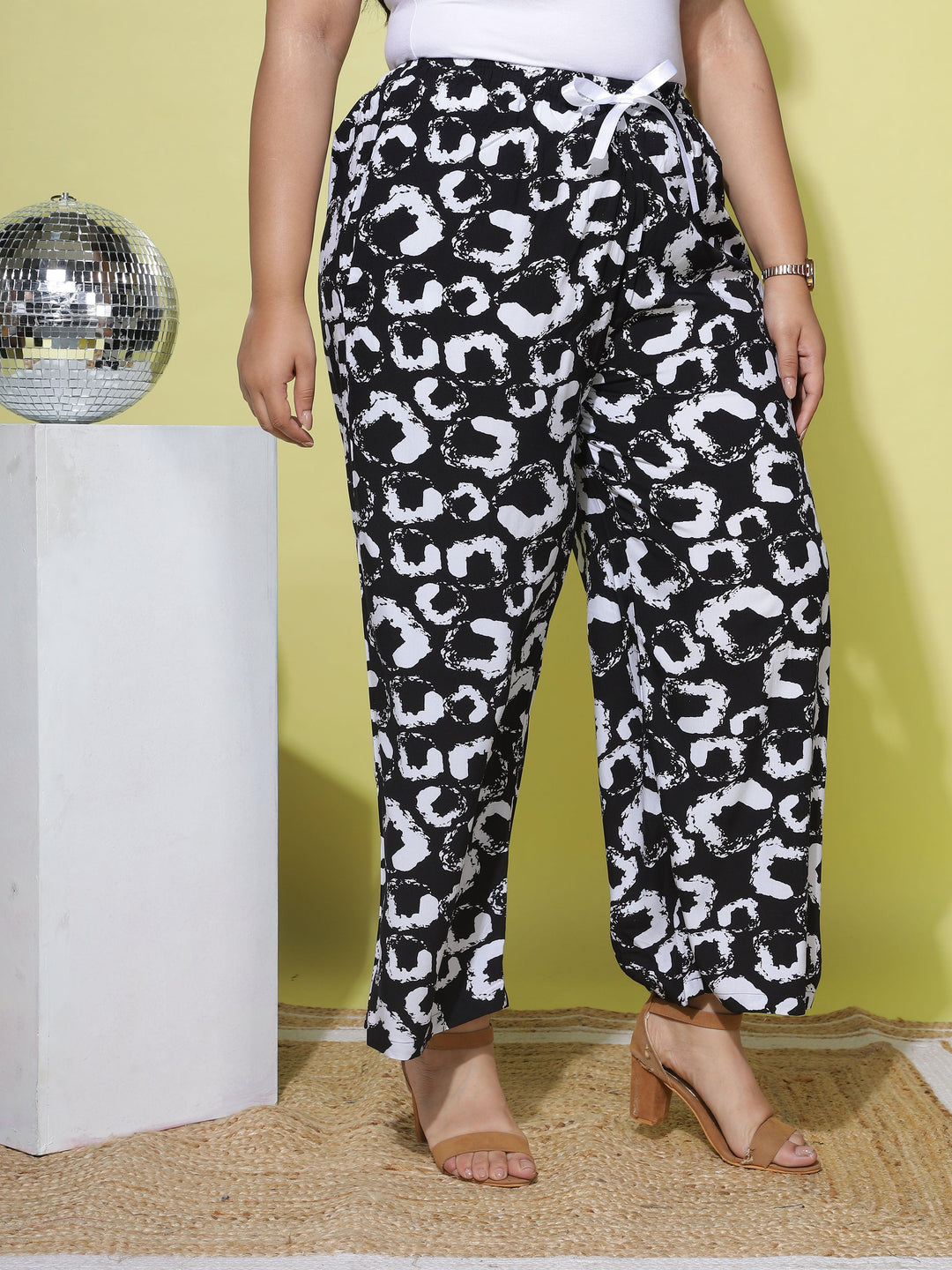  Bottom Wear  Plus Size Palazzo Pants - Buy Black And White Palazzo Pants- 9shines label 