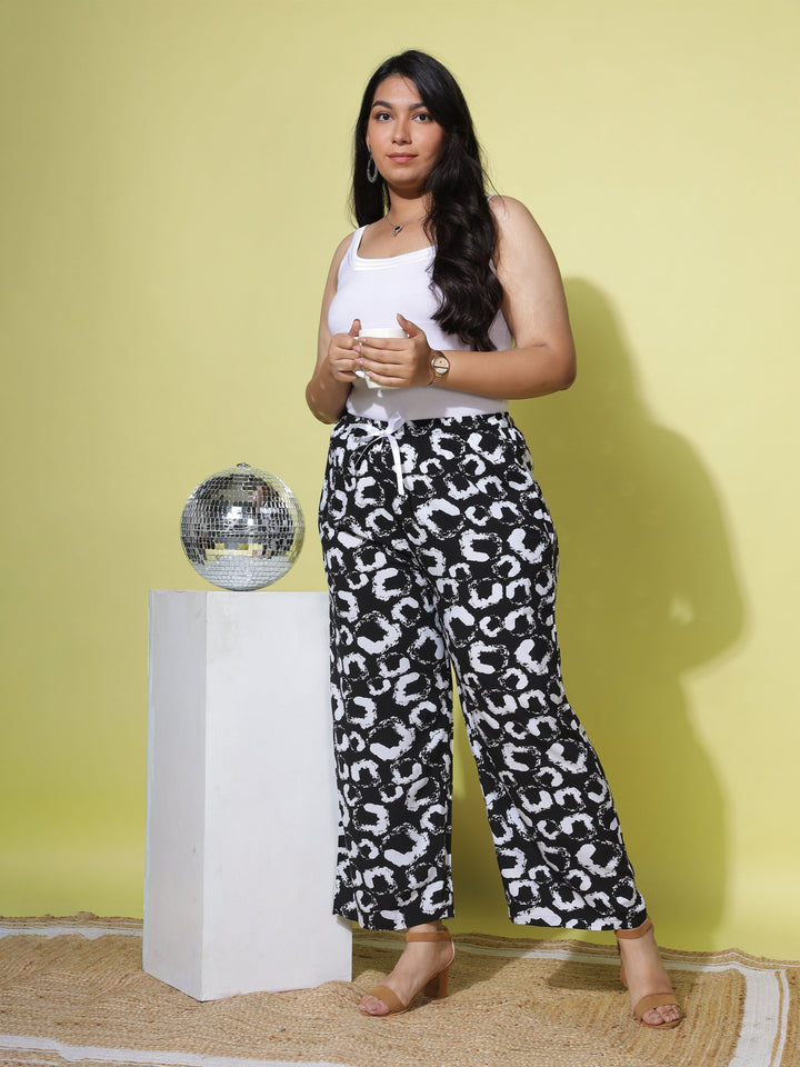  Bottom Wear  Plus Size Palazzo Pants - Buy Black And White Palazzo Pants- 9shines label 