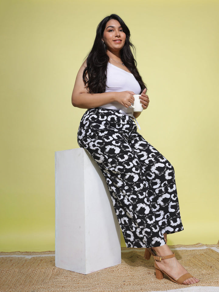  Bottom Wear  Plus Size Palazzo Pants - Buy Black And White Palazzo Pants- 9shines label 