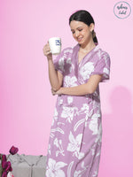 Designer Floral Housecoat for Women in Soft Viscose Blend Fabric
