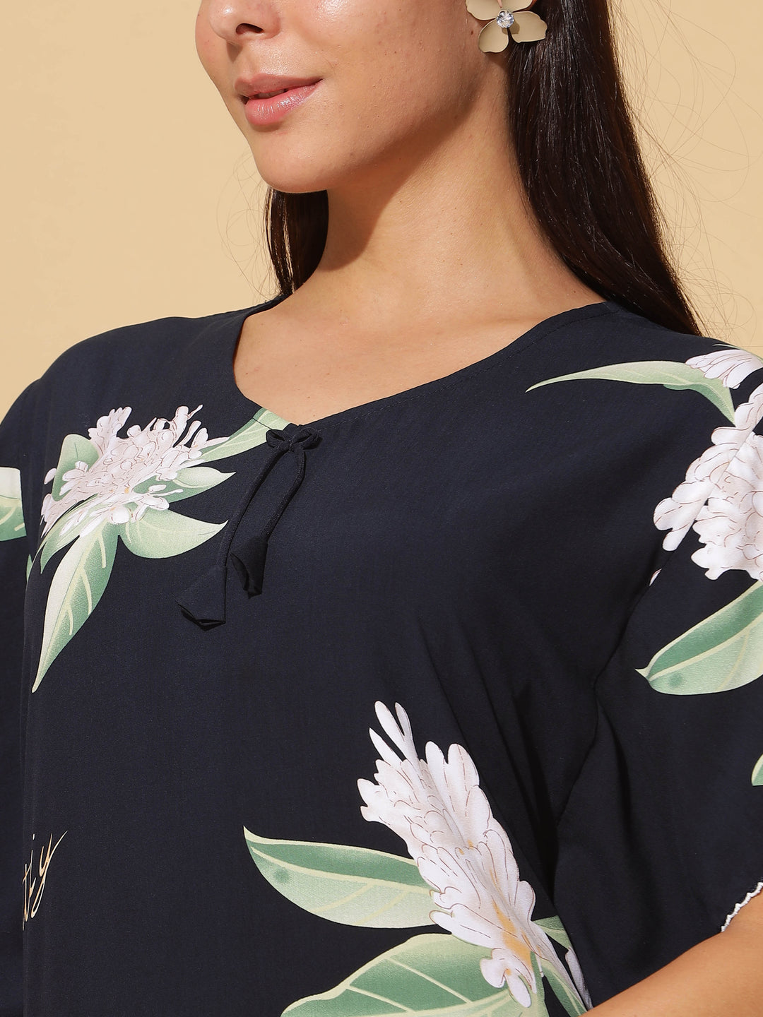  Rayon Designer Nighty  Navy Blue Rayon Designer Maxi Nighty - Premium Comfort by 9shines Label- 9shines label 