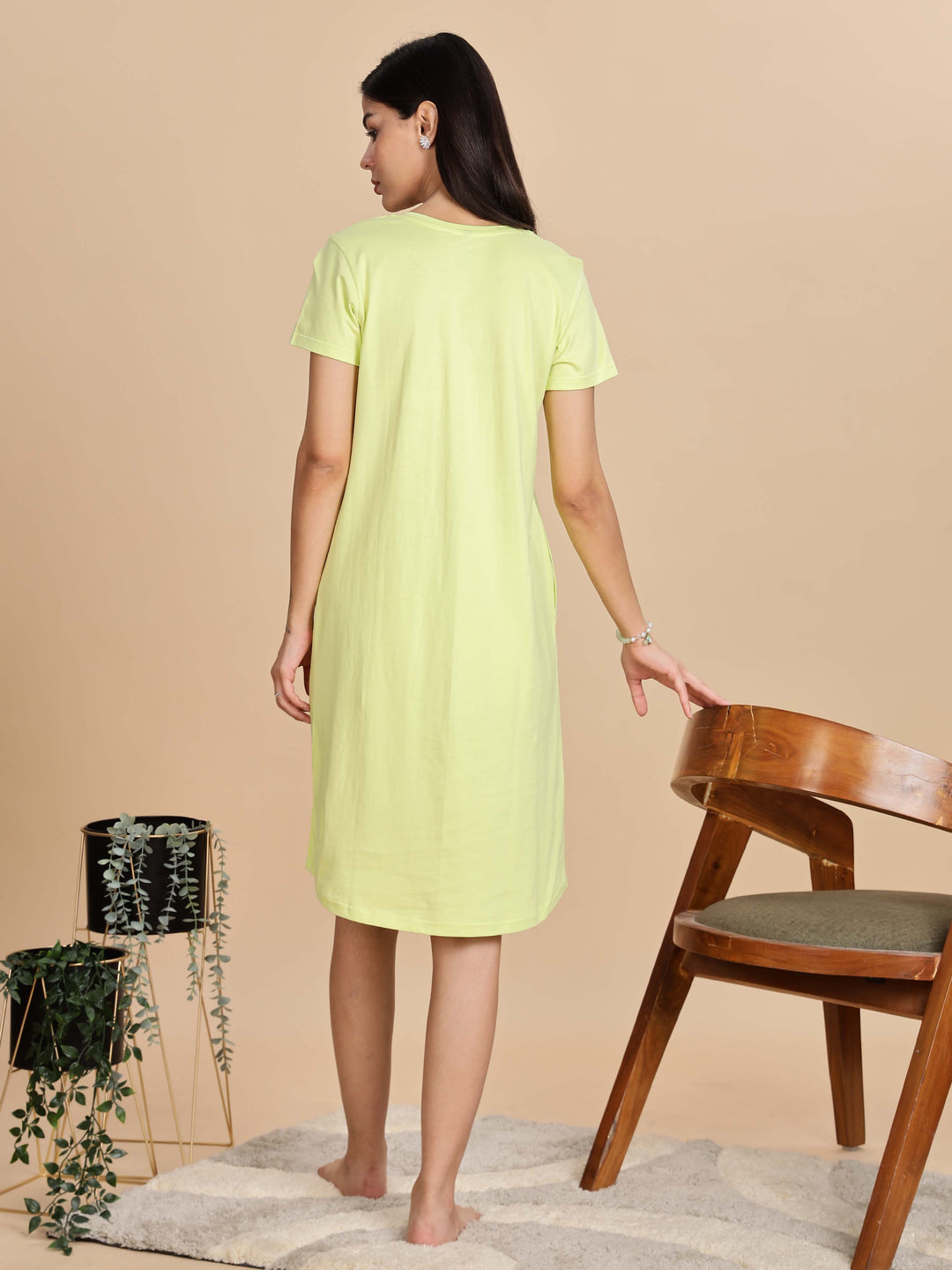 Soft Cotton Pista Green Plus Size Short Nighty for Women