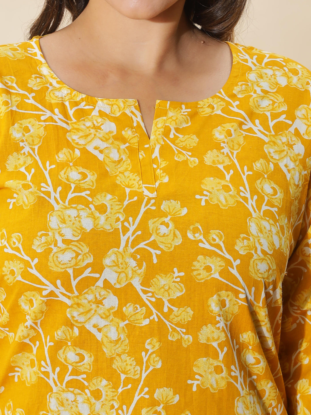 Mustard Yellow Floral Cotton Pyjama Set for Women Cozy & Chic Nightwear