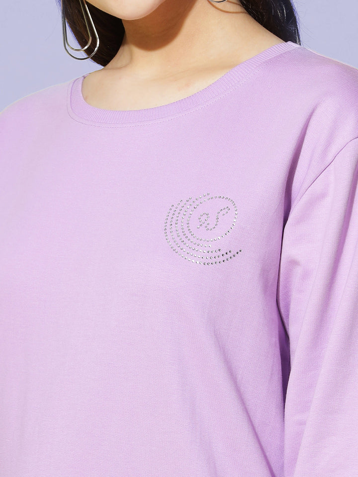  Sweatshirt  Lavender Loveliness: Explore Our Women's Solid Sweatshirt Collection- 9shines label 