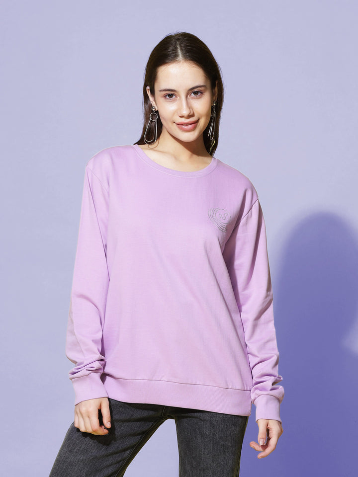  Sweatshirt  Lavender Loveliness: Explore Our Women's Solid Sweatshirt Collection- 9shines label 