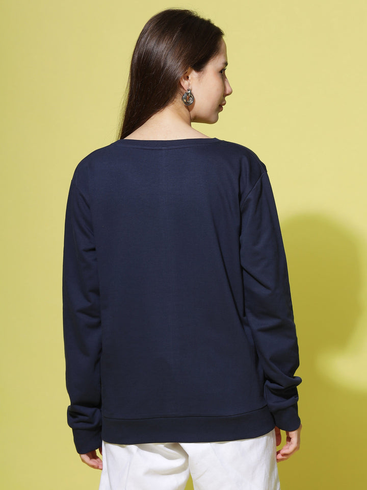  Sweatshirt  Must-Have Navy Blue Full Sleeve Sweatshirt for Women - 9shines Label- 9shines label 