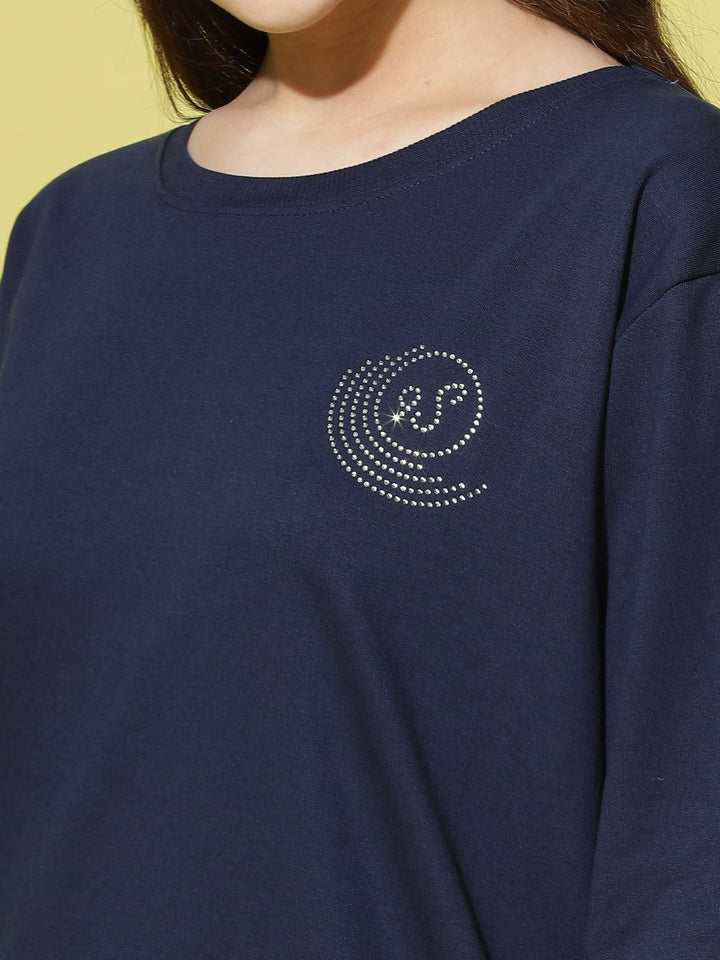  Sweatshirt  Must-Have Navy Blue Full Sleeve Sweatshirt for Women - 9shines Label- 9shines label 