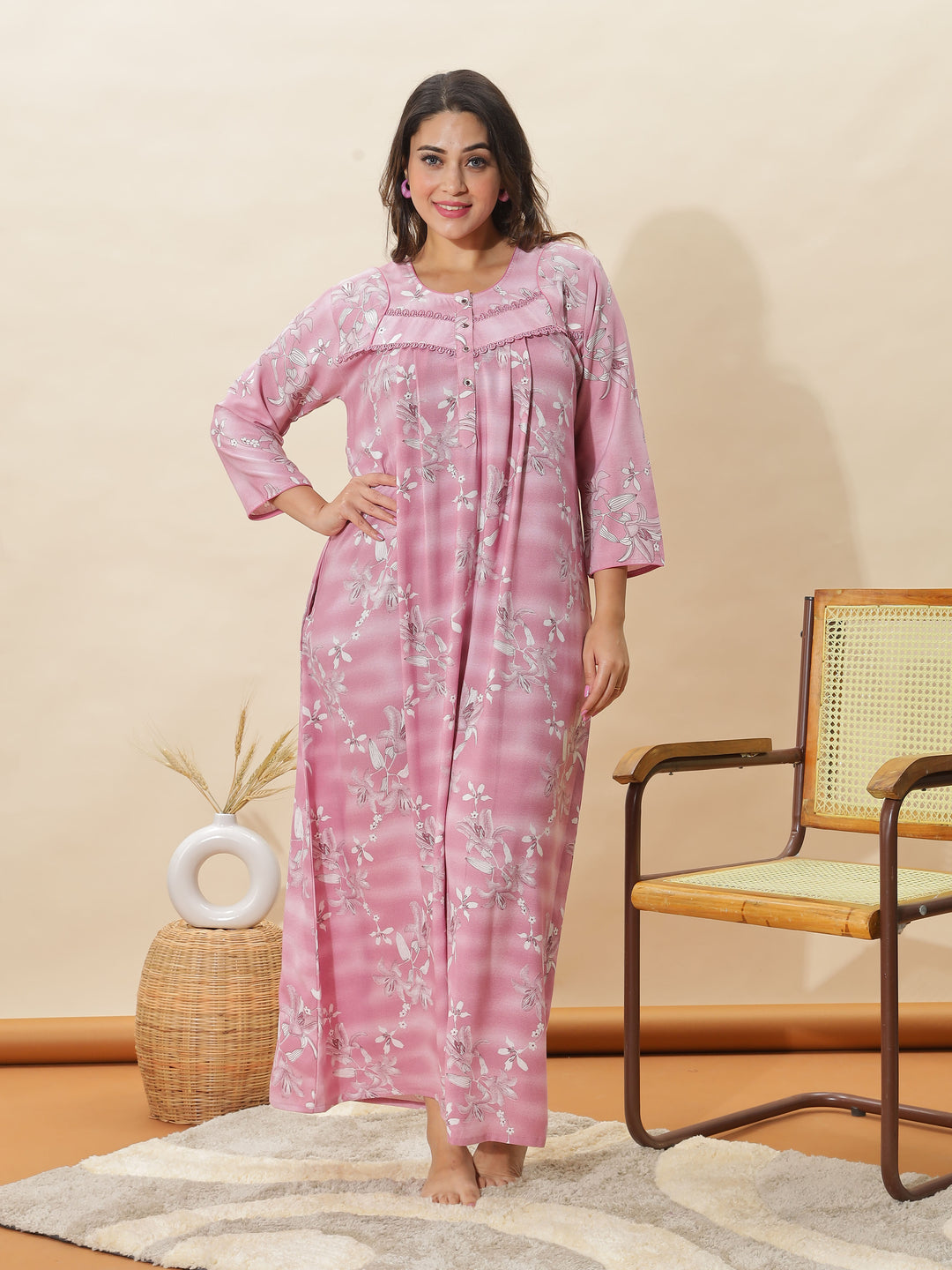 Elegant Light Pink Designer Nighty for Women Where Comfort Meets Style