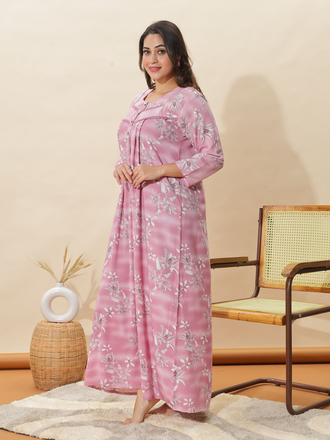 Elegant Light Pink Designer Nighty for Women Where Comfort Meets Style