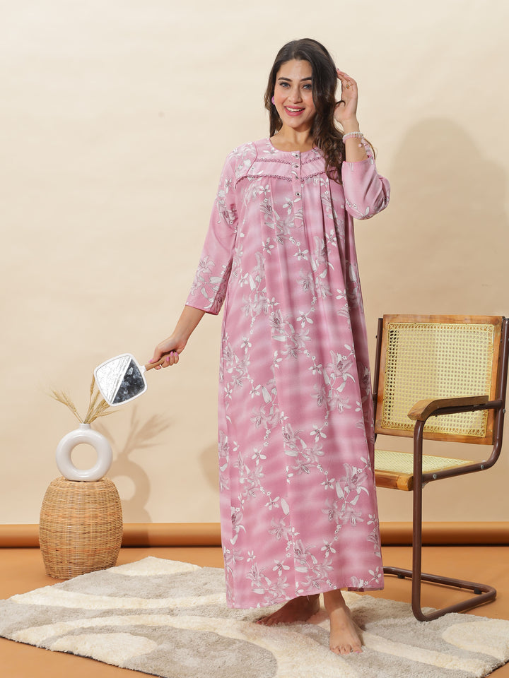 Elegant Light Pink Designer Nighty for Women Where Comfort Meets Style