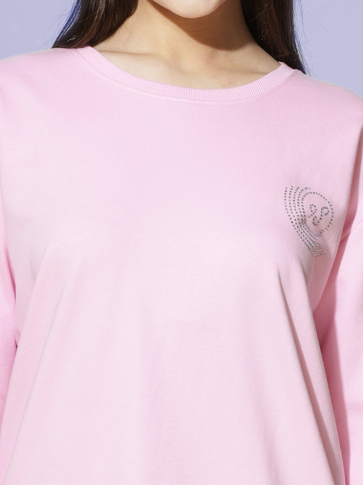  Sweatshirt  Shop Stylish Full Sleeve Sweatshirt in Baby Pink - 9shines Label- 9shines label 