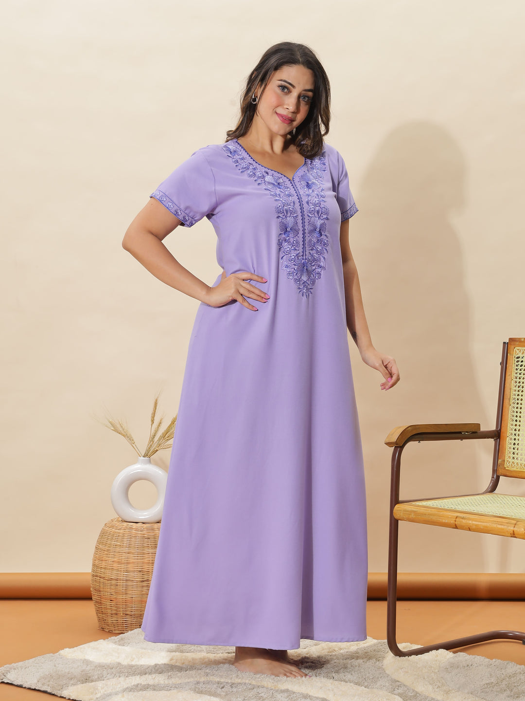 Sadabahar Peri Winkle Embroidered Alpine Nighty