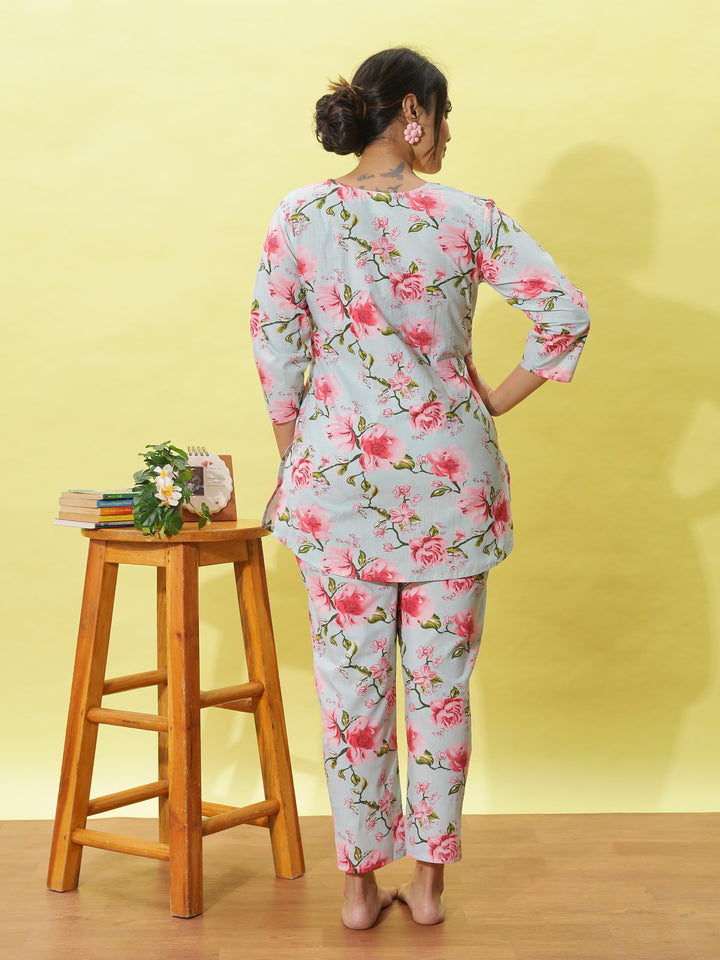 Light Mint Cotton Pyjama Set for Women at Great Prize