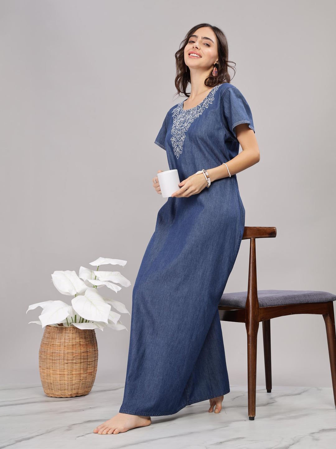 Denim Blue cotton nighty