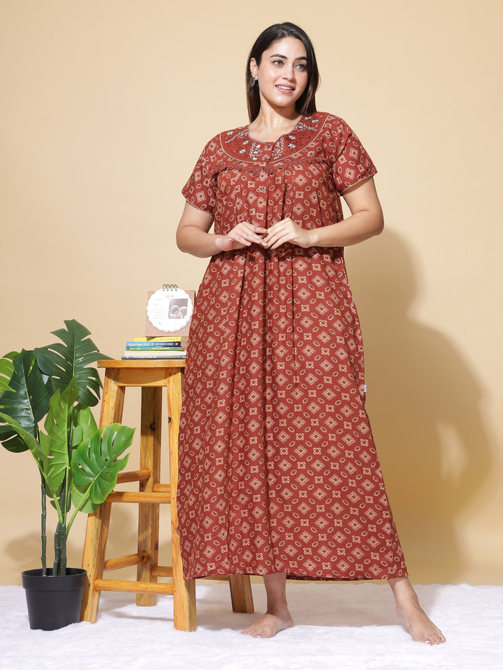  Poly Viscose Nighty  Polyester Nighty - Designer Nighty Online At 9shines Label- 9shines label 