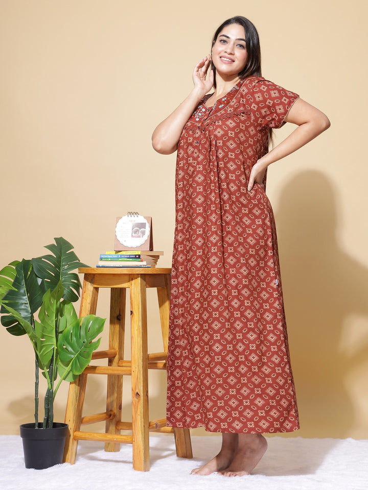  Poly Viscose Nighty  Polyester Nighty - Designer Nighty Online At 9shines Label- 9shines label 