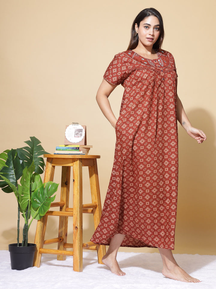  Poly Viscose Nighty  Polyester Nighty - Designer Nighty Online At 9shines Label- 9shines label 