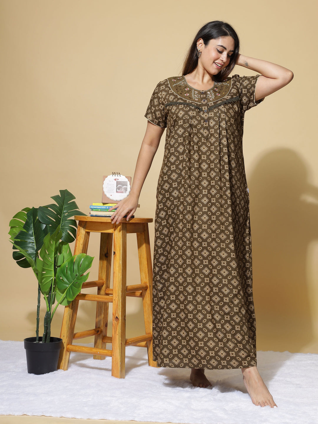  Poly Viscose Nighty  Polyester Nighty - Designer Nighty Online At 9shines Label- 9shines label 