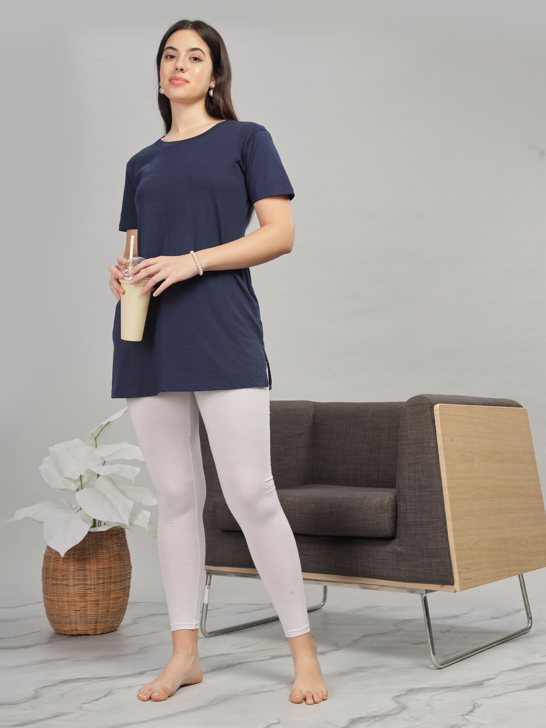 Navy-Blue-Long-T-Shirt-with-pockets-for-women