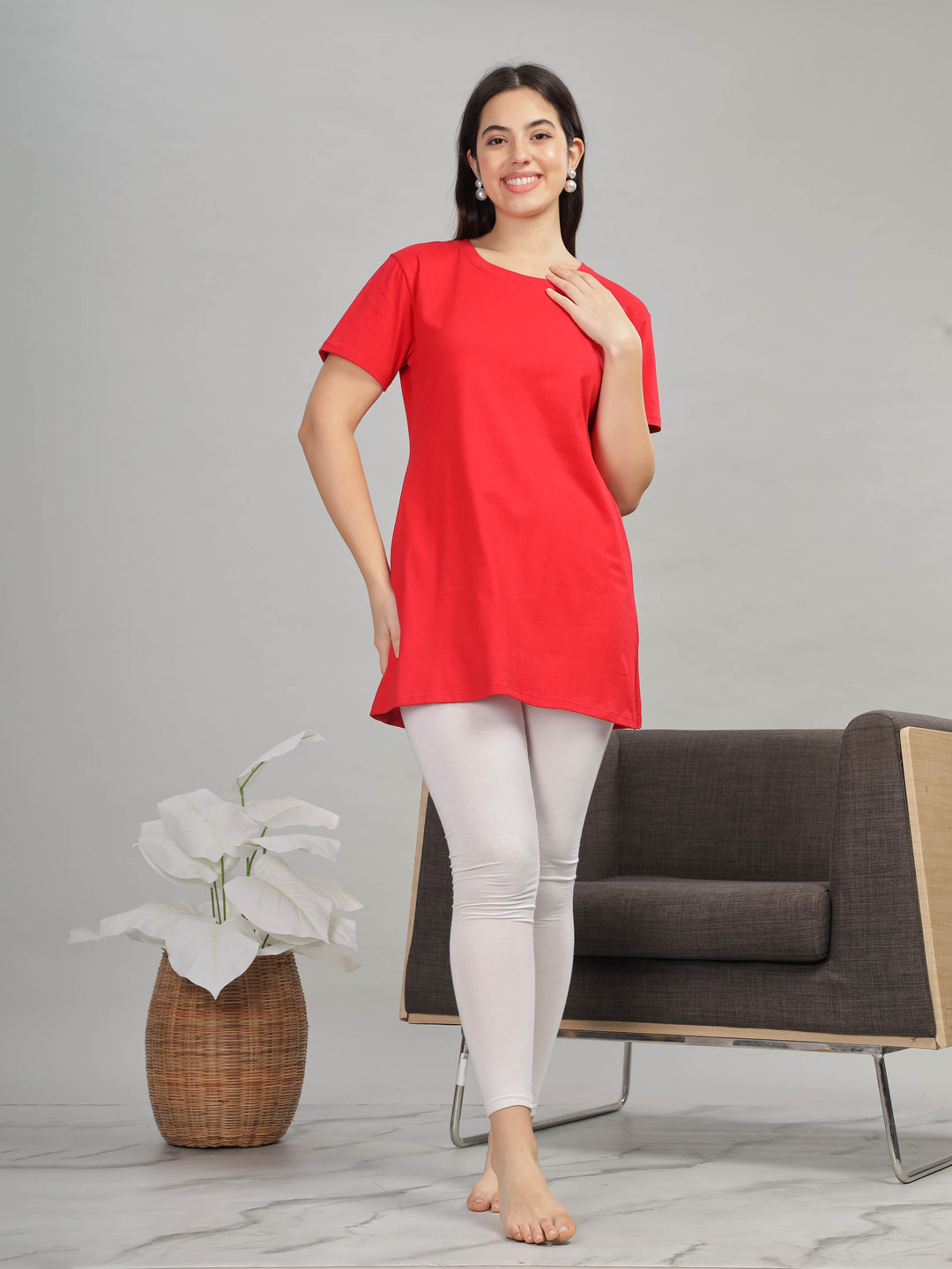 Red-Long-T-Shirt-for-Women-with-pockets 