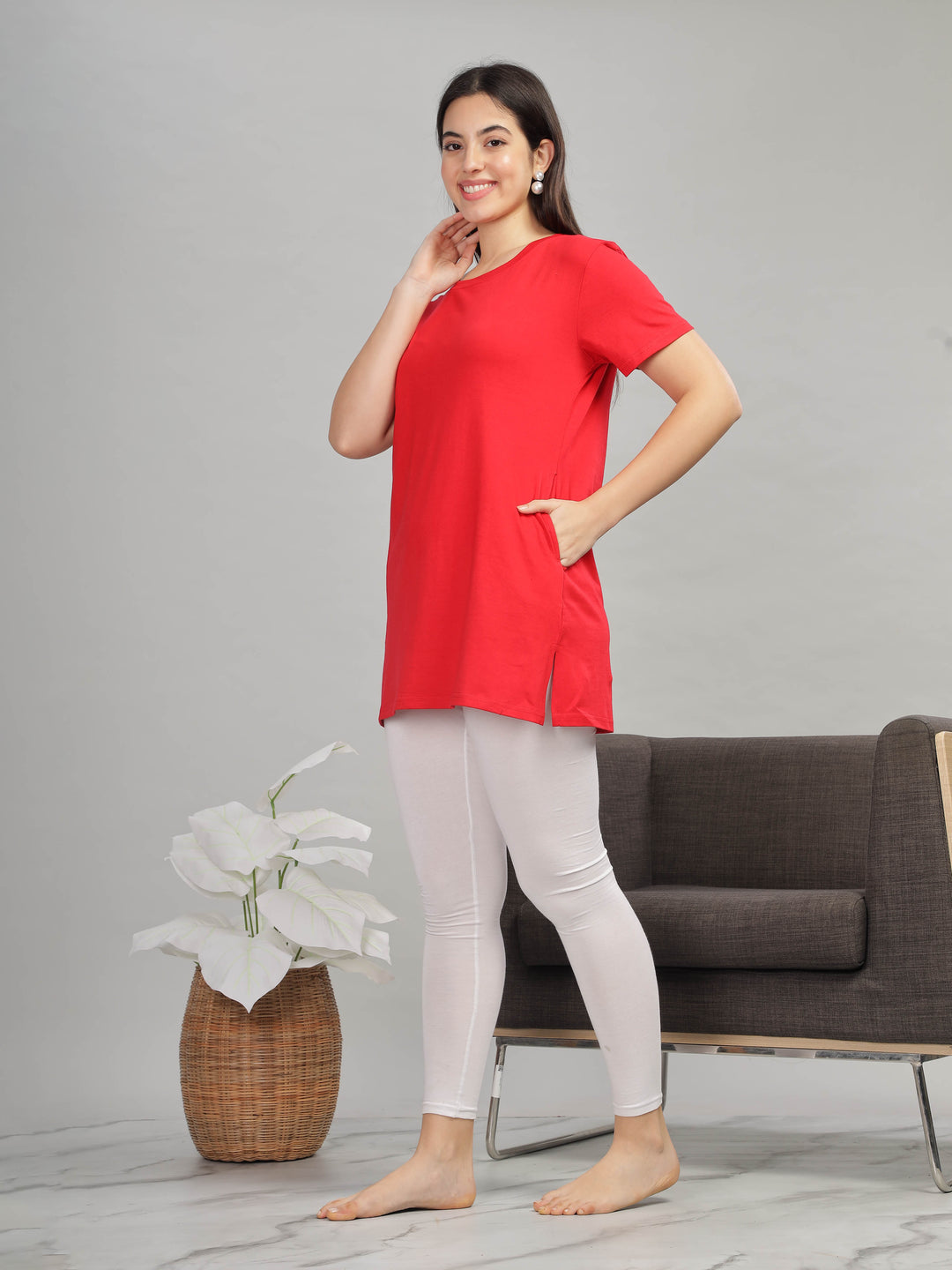 Red-Long-T-Shirt-for-Women-with-pockets 