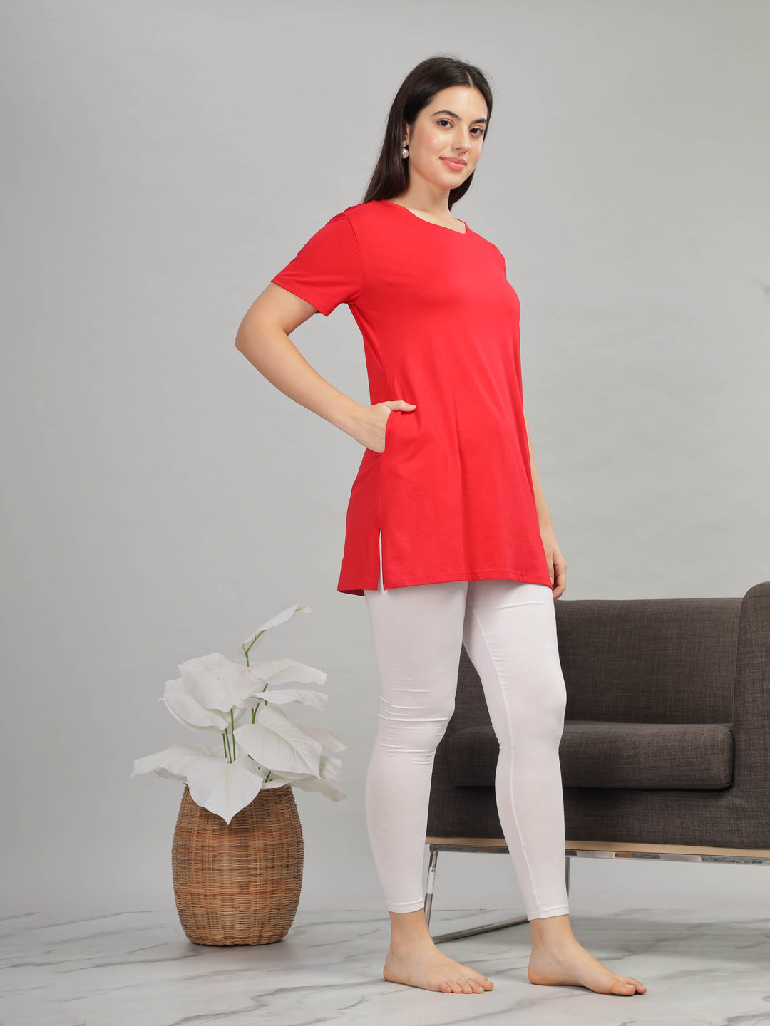 Red-Long-T-Shirt-for-Women-with-pockets 