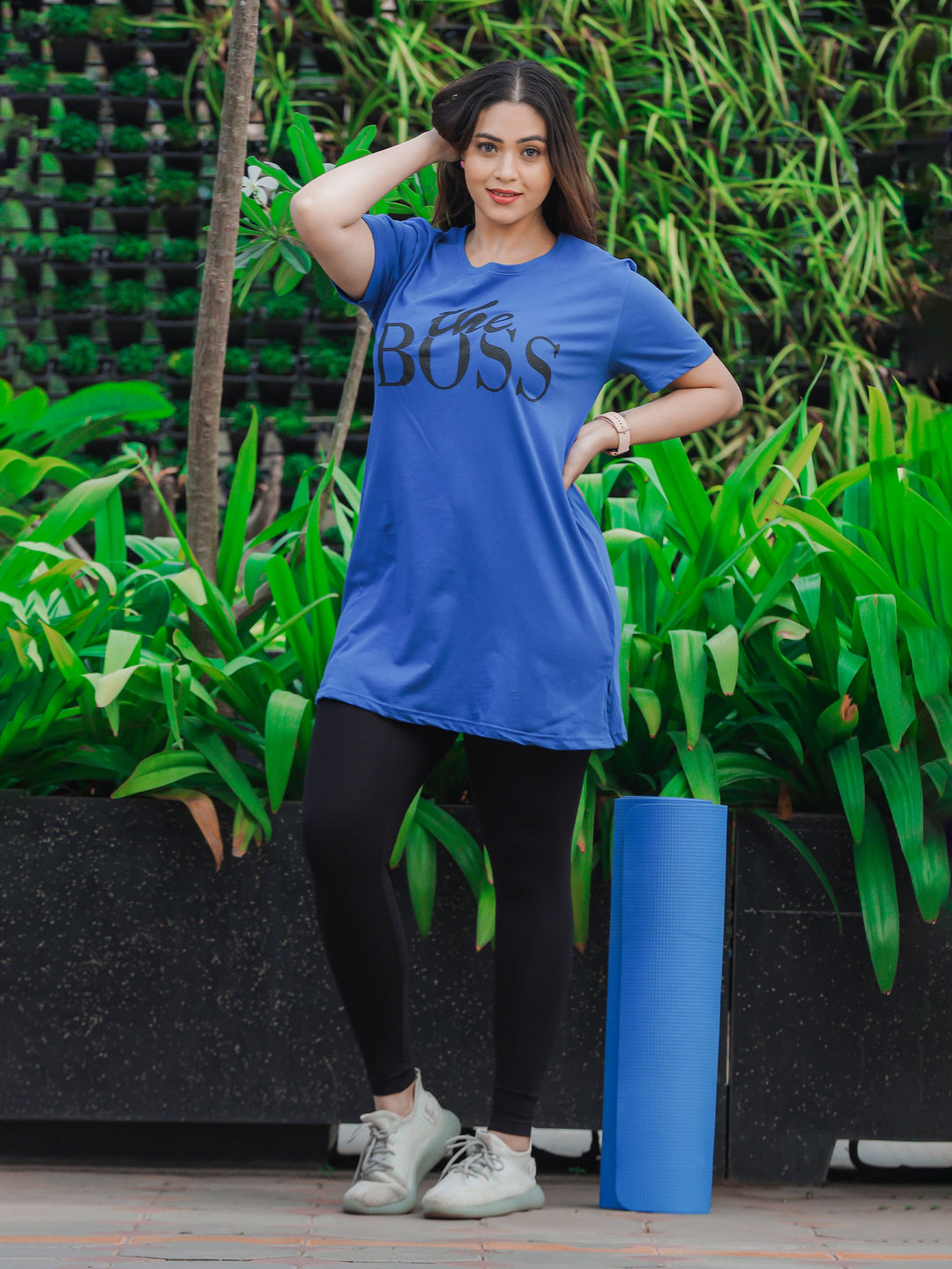  Plus Long T-shirt  Plus Size Women's T Shirts - Shop Blue Hosiery Cotton T Shirt- 9shines label 