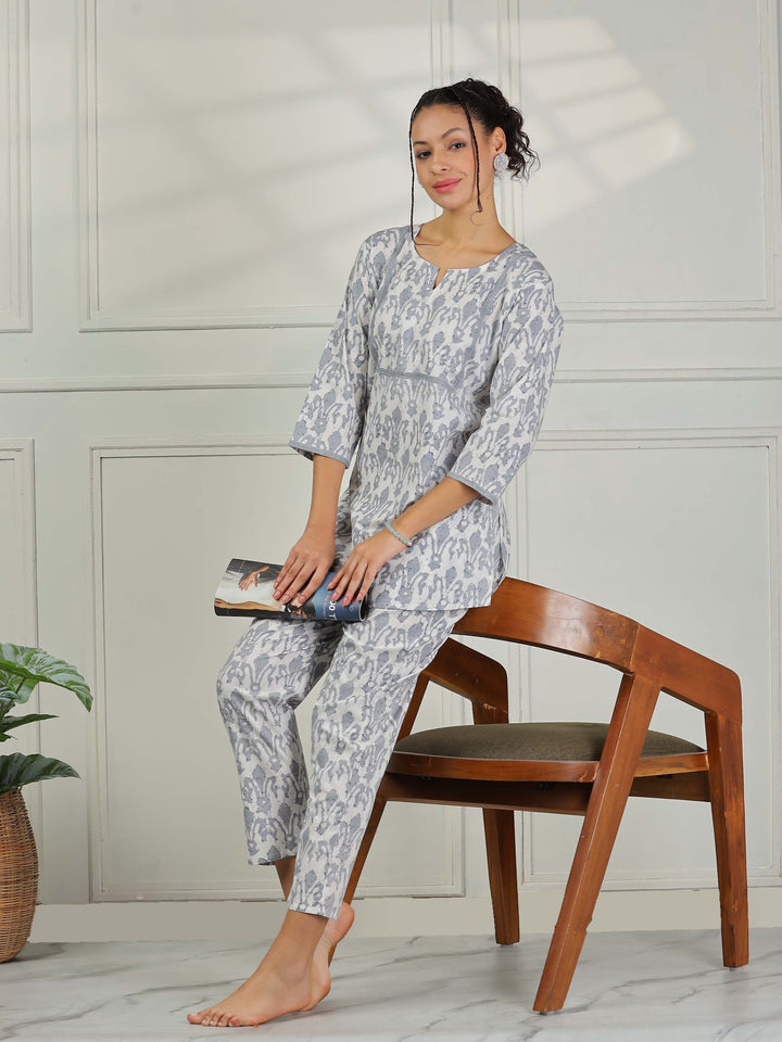 Grey Cotton Pajama Set for Women Soft & Stylish Nightwear